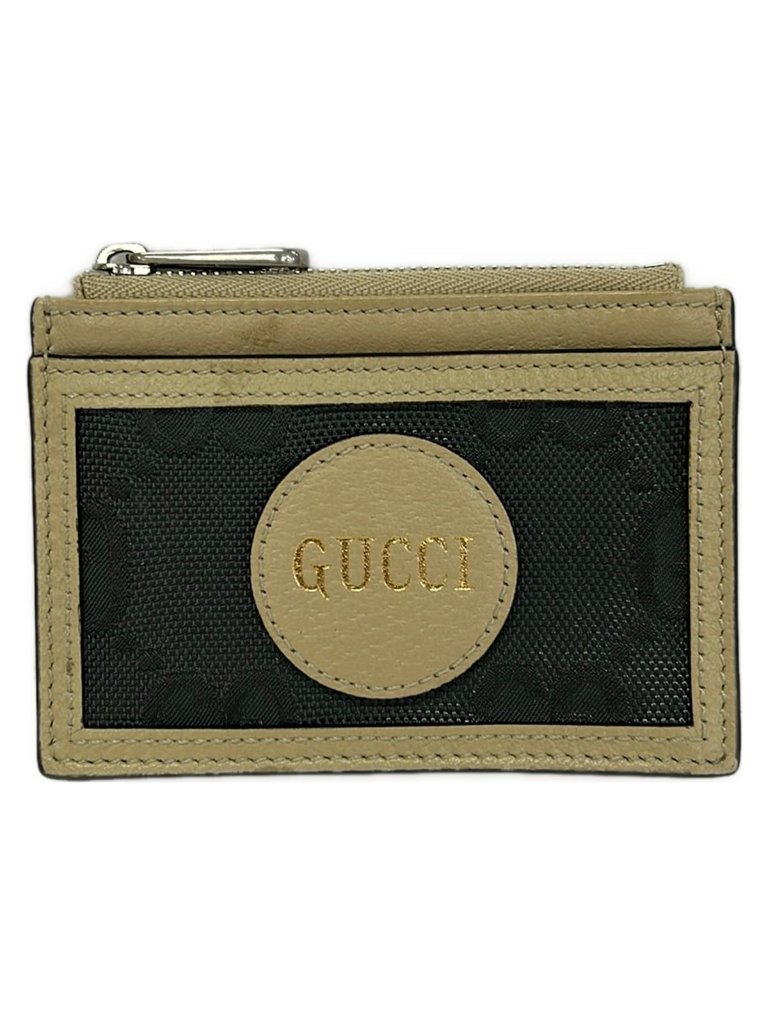 Gucci Coin Case Off The Grid Dark Gray Beige With Pass Leather